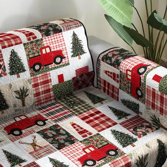 Evergreen Essentials Festive Evergreen Quilted Sofa Cover - Walmart.com
