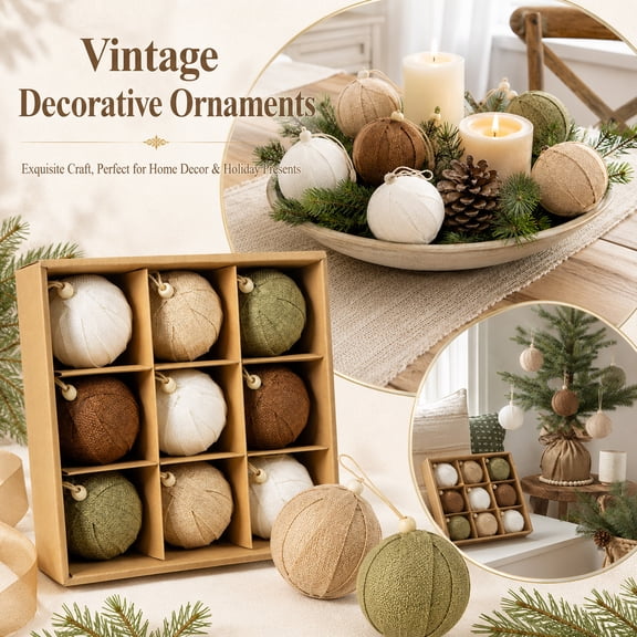 Festive Fabric Ball Ornaments Set for Easter Decorations and Valentines Day Decor, Hanging Holiday Tree Decorations for Home Party, Colorful Seasonal Home Accents