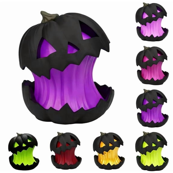 Festive Fall Decor Pumpkin - Shatterproof LED Jack-o'-Lantern for Family Gathering & Holiday Photo Props (Purple)