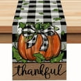 thumbnail image 1 of Festive Fall Table Runner - Buffalo Plaid Check Pumpkins Leaves Thankful Farmhouse Table Decoration - 3 Sizes Available 13 x 72in, 1 of 5