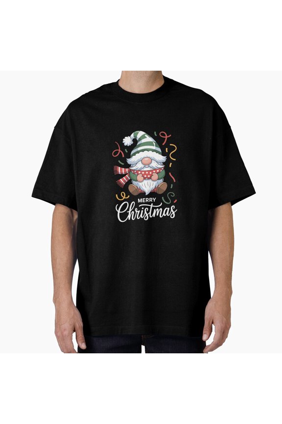 Festive Figure Funny Hat Smiling Retro Vintage Family Holiday Elf Unisex T-Shirt, up to Size 5XL