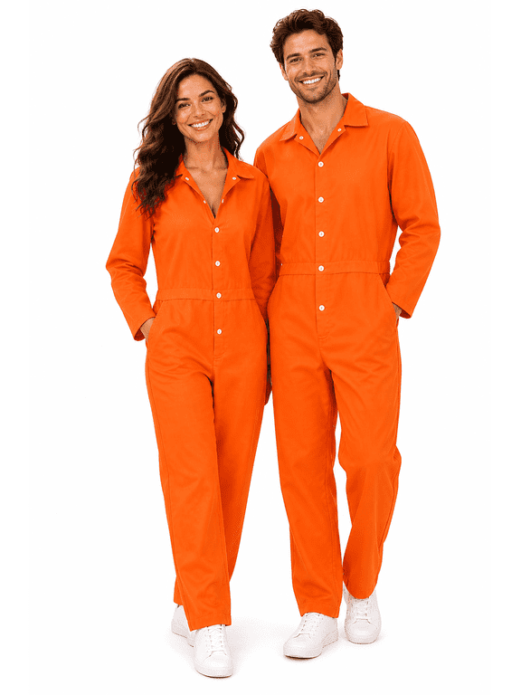 Adult Unisex Prisoner Costume, Orange, Size Small