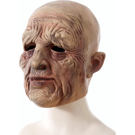 Festive Find Store Realistic Old Man Latex Horror Mask Creepy Fiend Head Mask for Halloween Cosplay, Haunted Houses, and Stage Performance Props