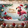 thumbnail image 1 of Festive Flamingo Merry Christmas Banner Decorative Design Indoor Decoration for Holiday Party Celebration Event, 1 of 9