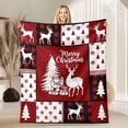 thumbnail image 1 of Festive Flannel Christmas Blanket - Pink Gingerbread & Tree Design, Soft Warm All-Season Throw for Sofa Bed Car Office Camping Travel Holiday Decoration, 1 of 9