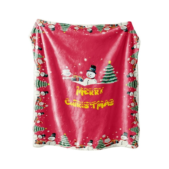 Festive Flannel Christmas Tree Blanket Red Color Double Sided Thickened for Home Decor Nap Time Holiday Celebration and Cozy Warmth