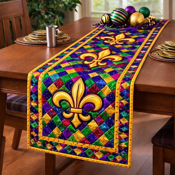 Festive Fleur Sparkle Quilted Table Runner