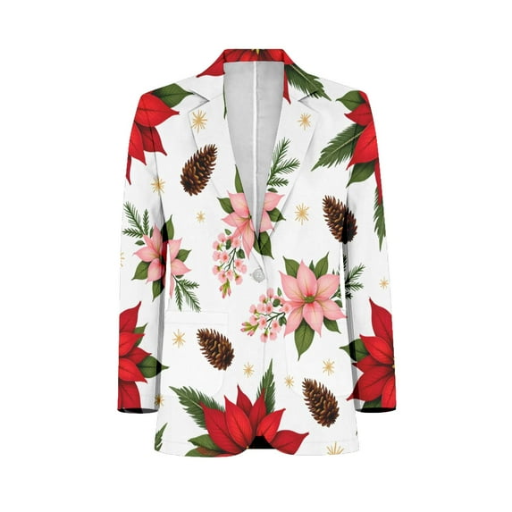 Festive Floral Christmas Pattern Design Men Blazers Slim Clothing Summer Jacket Man Oversize Daily Suits Tops