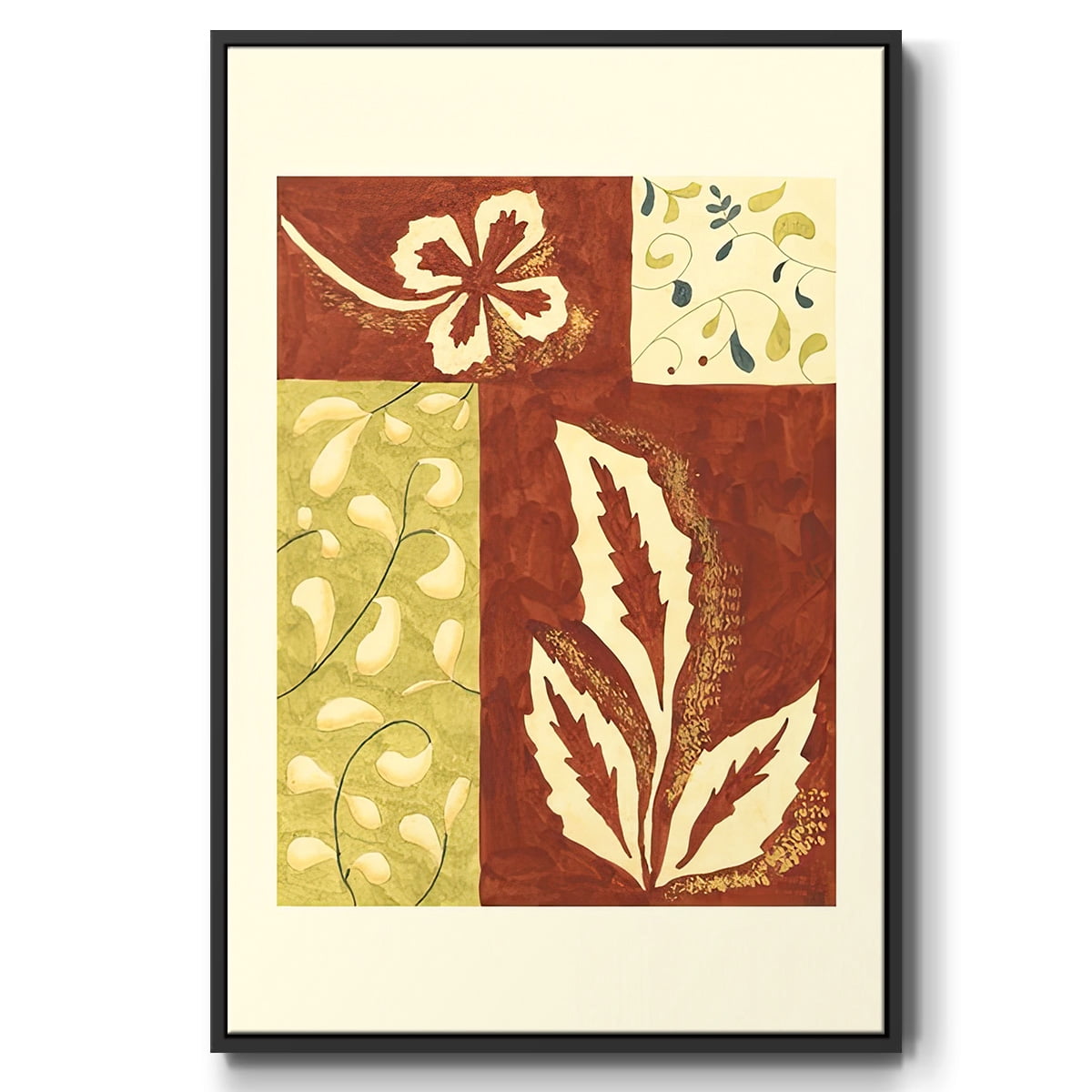 Festive Floral I - Framed Gallery Wrapped Holiday Canvas - 17 x 25 - Black Frame