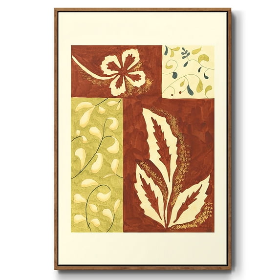 Festive Floral I - Framed Gallery Wrapped Holiday Canvas - 25 x 37 - Rosewood Frame