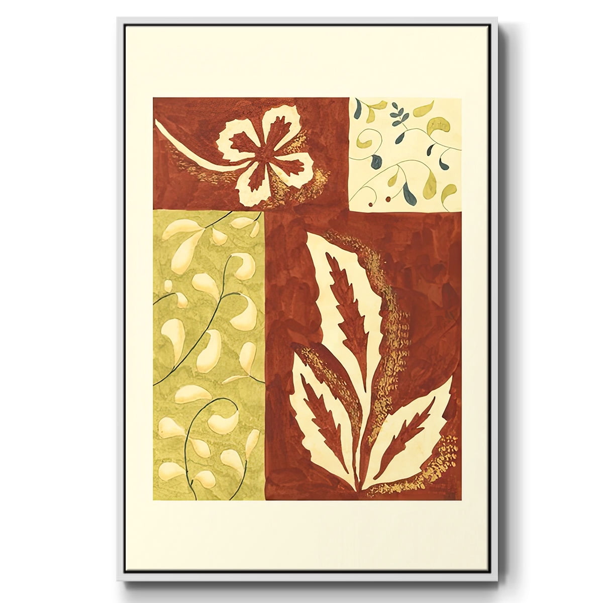 Festive Floral I - Framed Gallery Wrapped Holiday Canvas - 25 x 37 - White Frame