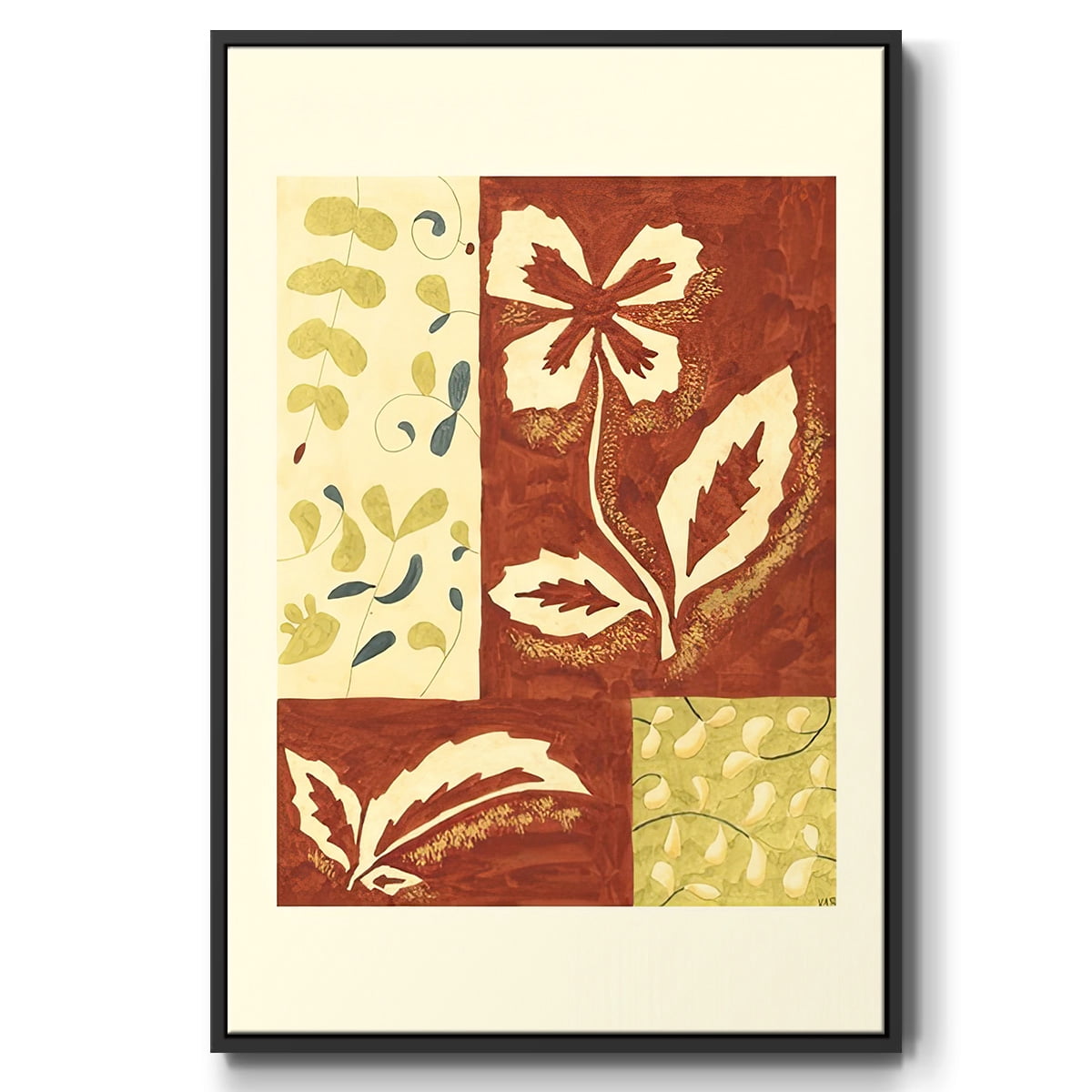 Festive Floral II - Framed Gallery Wrapped Holiday Canvas - 27 x 41 - Black Frame