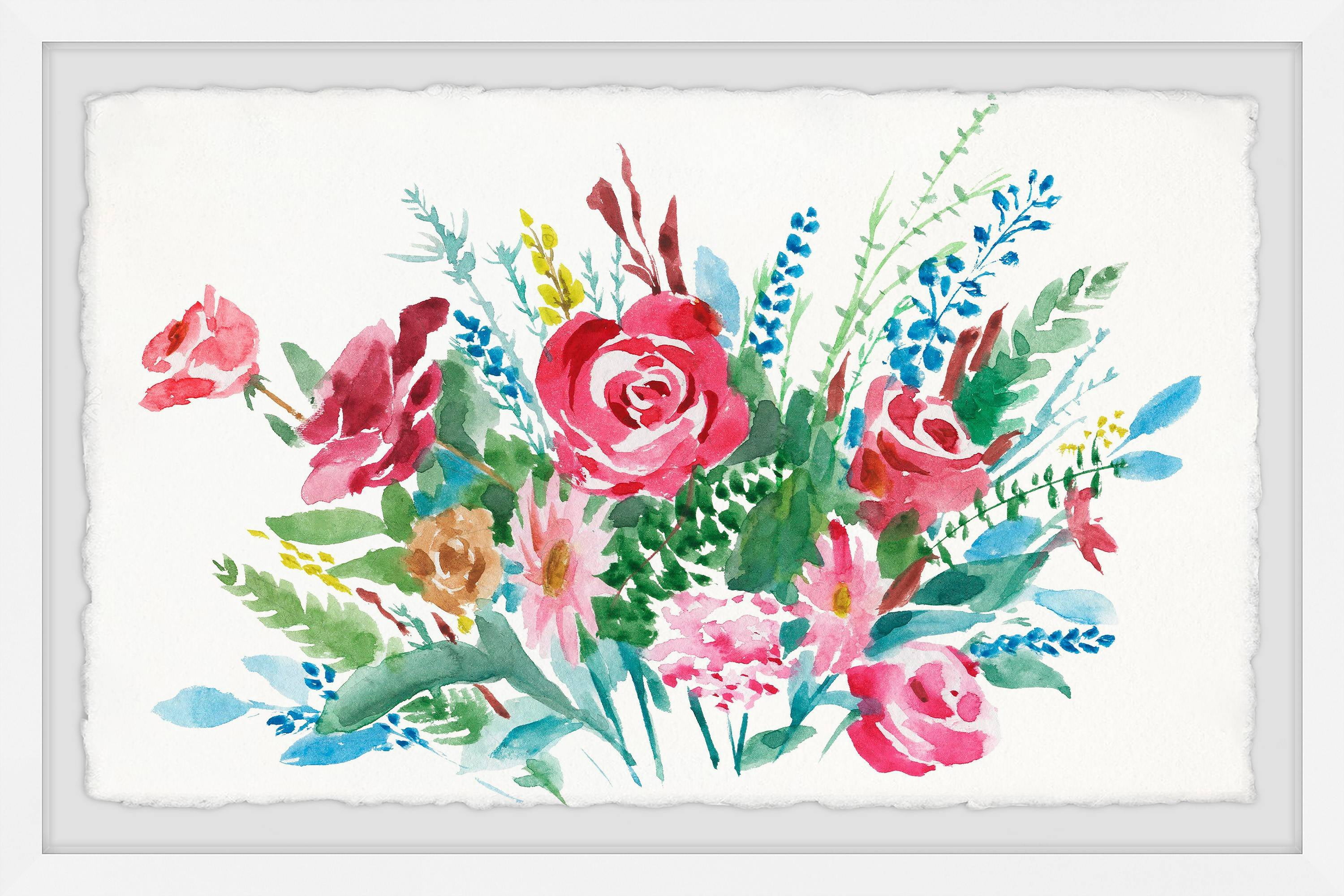 Festive Flowers' Framed Painting Print - Multi-color