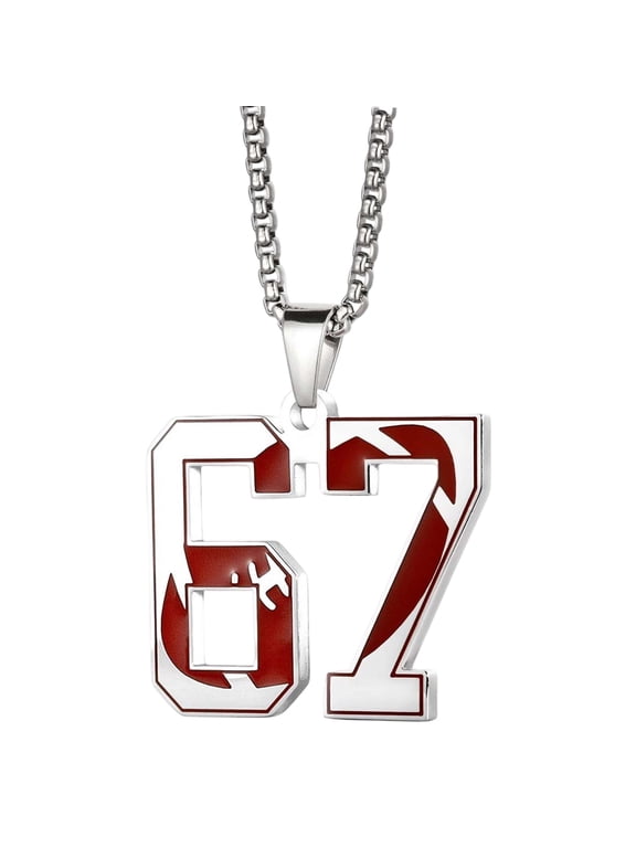 Festive Gifts 67 Number Pendant Stainless Steel Chain Necklace for Christmas Celebration