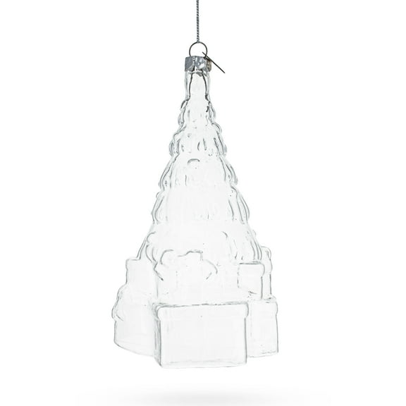 Gifts by Christmas Tree Clear Glass Christmas Ornament.