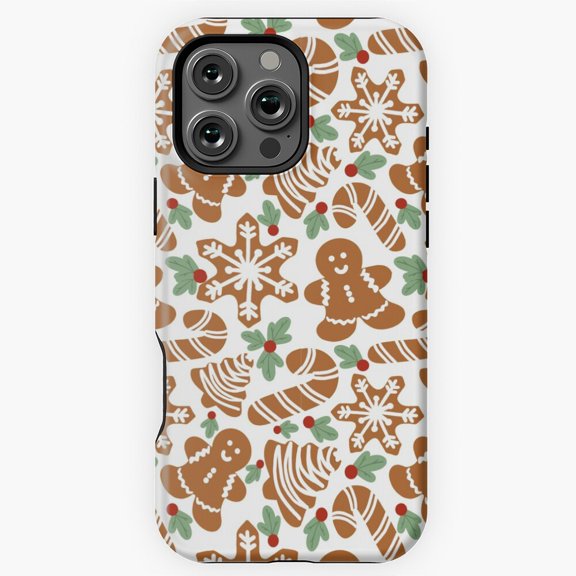 Festive Gingerbread And Holly Phone Case for iPhone 11 12 13 14 15 16 17 Pro Max