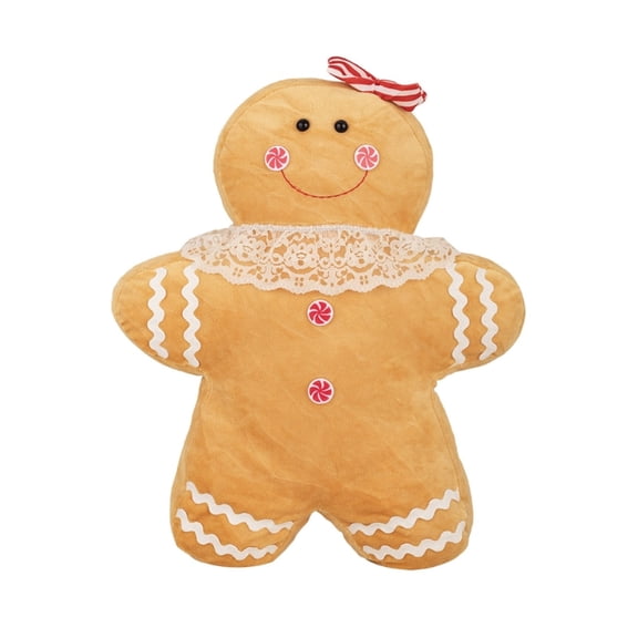 Festive Gingerbread Man Stuffed Throw Pillow for Christmas Festival Soft Plush Toy Pillow Seasonal Holiday Home Decors