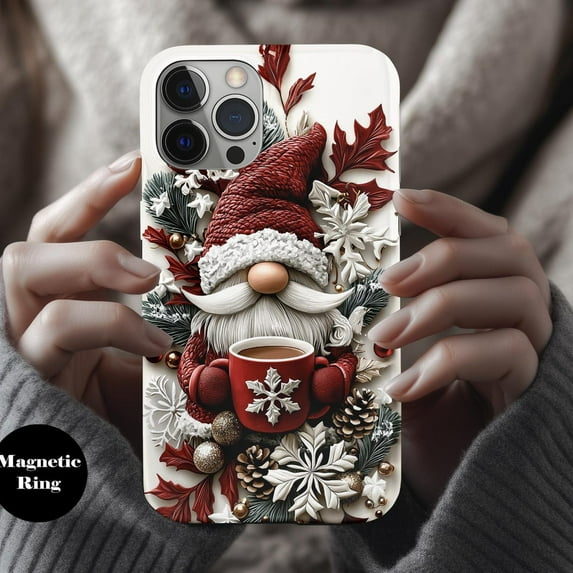 Festive Gnome with Hot Cocoa Holiday Phone Case with iPhone 17 to 11 Pro Max
