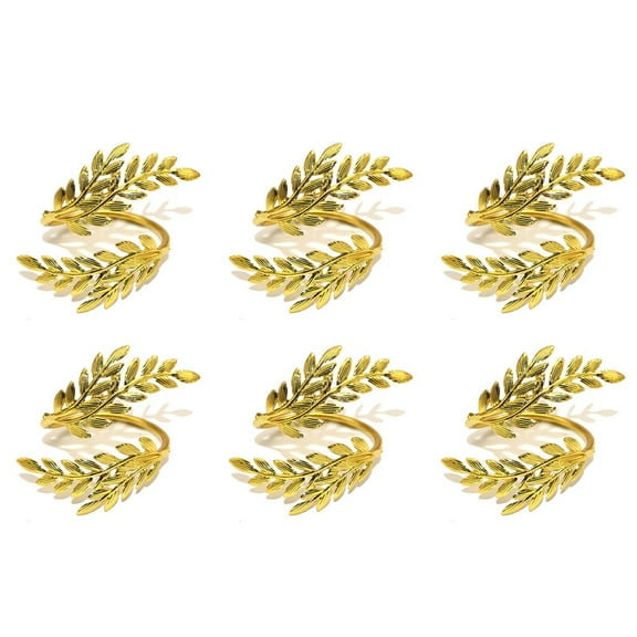 Festive Gold Napkin Rings For Thanksgiving Table Decor Leaf Design Set Of 6