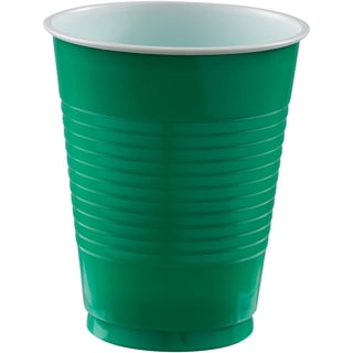 Festive Green Disposable Plastic Cups
