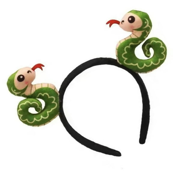 Festive Green Snake Headband for New Year Celebrations Soft Fabric Headpieces Adjustable Headwear for Adults and Child