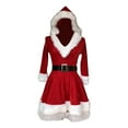 thumbnail image 1 of Festive Green Velvet Princess Outfit for Girls, Hooded with White Trim and Belt, Holiday Party Wear, 1 of 6