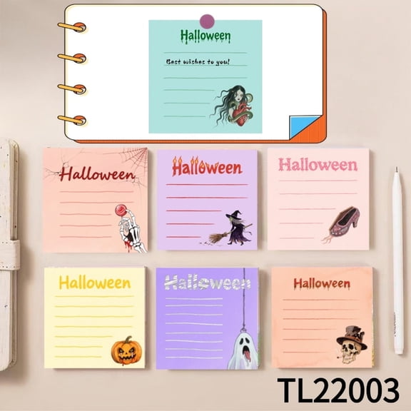 Festive Halloween Sticky Notes-Great for Party Planning (3.54×3.54 inches)100-pack with105 Emoticon Stickers, Quickly Jotting Down Reminders, Suitable for Various Surfaces, Leaving Temporary Messages