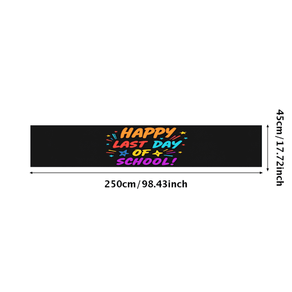 Festive Happy Last Day of School Banner Colorful Design Polyester Lightweight Easy Setup for School Celebration Classroom Decor