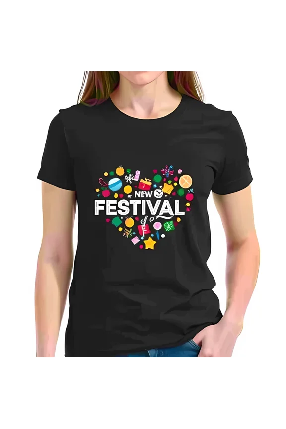 Festive Heart Shape Colorful Holiday Cheer Celebration Season Graphic Unisex T-Shirt, up to size 5XL