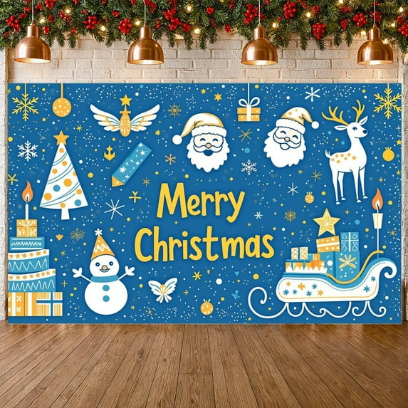 Festive Holiday Banner Merry Christmas Decoration Colorful Elements Winter Scene for Holiday Party Indoor Decoration Family Gathering