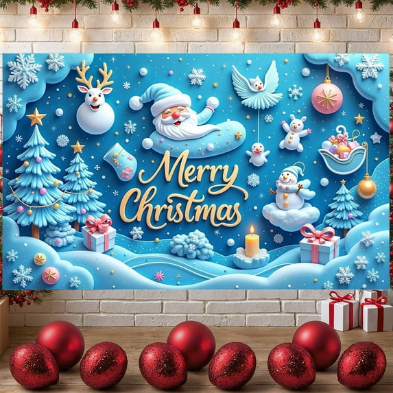 Festive Holiday Banner Merry Christmas Decoration Colorful Elements Winter Scene for Holiday Party Indoor Decoration Family Gathering