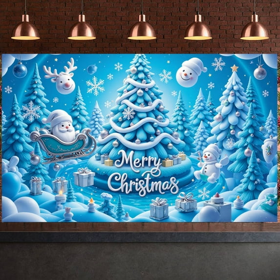 Festive Holiday Banner Merry Christmas Decoration Colorful Elements Winter Scene for Holiday Party Indoor Decoration Family Gathering