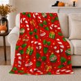 thumbnail image 1 of Festive Holiday Candy Decorations Christmas Red Pattern, Festive Holiday Scene, Warm Flannel Blanket for Living Room and Reading Nook, Art Lovers Christmas Gift, Festive Home Decor, 1 of 9
