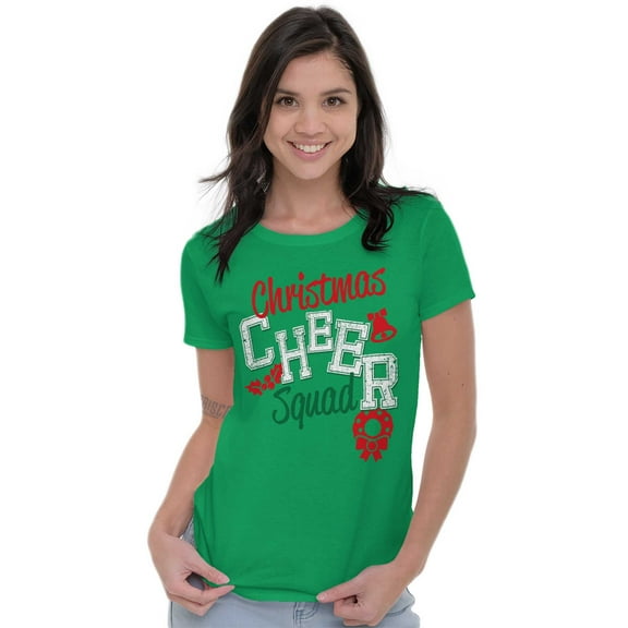 Festive Holiday Christmas Cheer Squad Women's T Shirt Ladies Tee Brisco Brands S