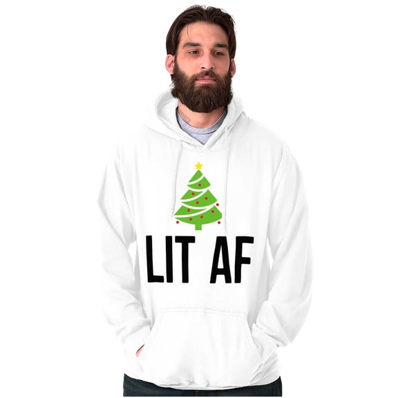 Festive Holiday Christmas Tree Lit AF Hoodie Sweatshirt Women Men Brisco Brands X