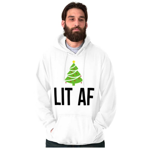 Festive Holiday Christmas Tree Lit AF Hoodie Sweatshirt Women Men Brisco Brands X