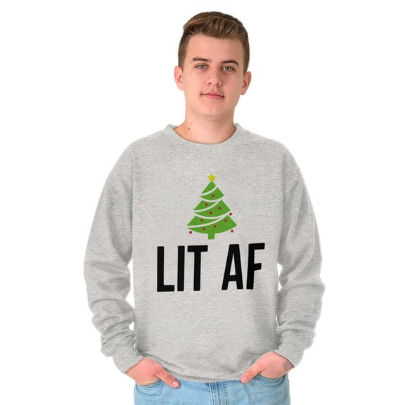 Festive Holiday Christmas Tree Lit AF Sweatshirt for Men or Women Brisco Brands M