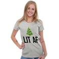thumbnail image 1 of Festive Holiday Christmas Tree Lit AF Womens Fitted Plus Size Graphic Tee Brisco Brands 2X, 1 of 2