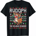 thumbnail image 1 of Festive Holiday Cute Reindeer Christmas Wreath T-Shirt, 1 of 5