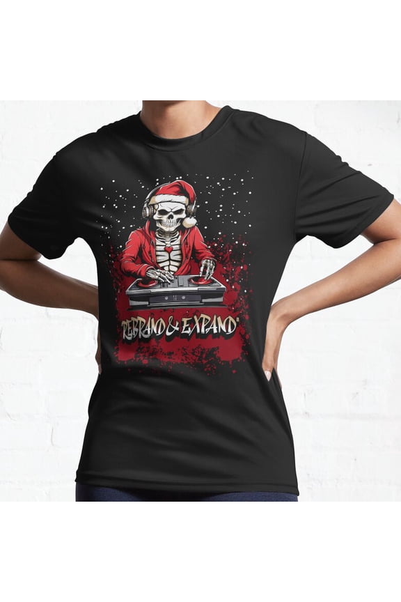 Festive Holiday DJ Skeleton With Some Cool Music Beats Active Unisex T-Shirt, up to Size 5XL