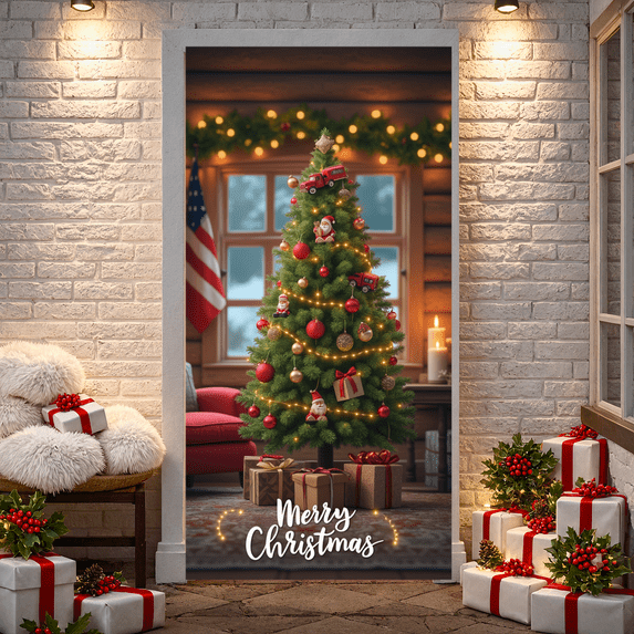 Festive Holiday Decoration Christmas Ornament Photography Backdrop for Indoor Home Celebration Winter Event Family Gathering