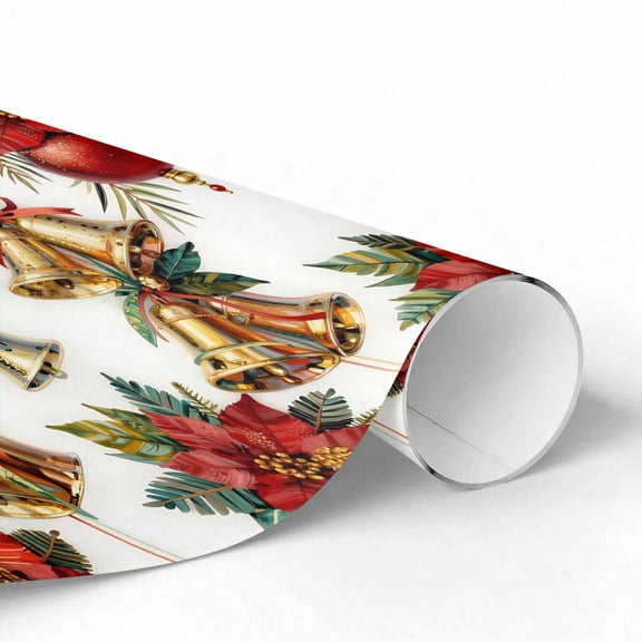 Festive Holiday Gift Wrapping Paper 22 in x 6 ft, 1 Roll, Christmas Coated Paper Rolls for Holiday Presents and Holiday Party Supplies