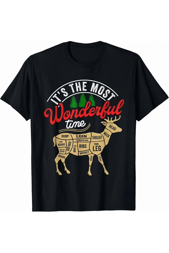 Festive Holiday Hunting It's The Most Wonderful Time Deer Hunting Unisex T-Shirt, up to Size 5XL