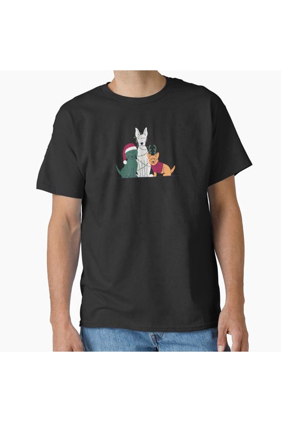 Festive Holiday Pets with Cute Dogs in Celebration Hats Unisex T-Shirt, up to Size 5XL