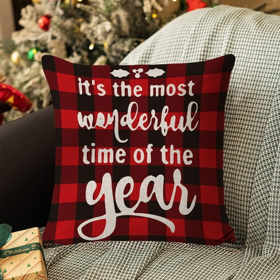 Festive Holiday Pillow Case Washable Decor, Reversible Living Room Accent Cover for Christmas Winter Decorations Home Accessory(D)