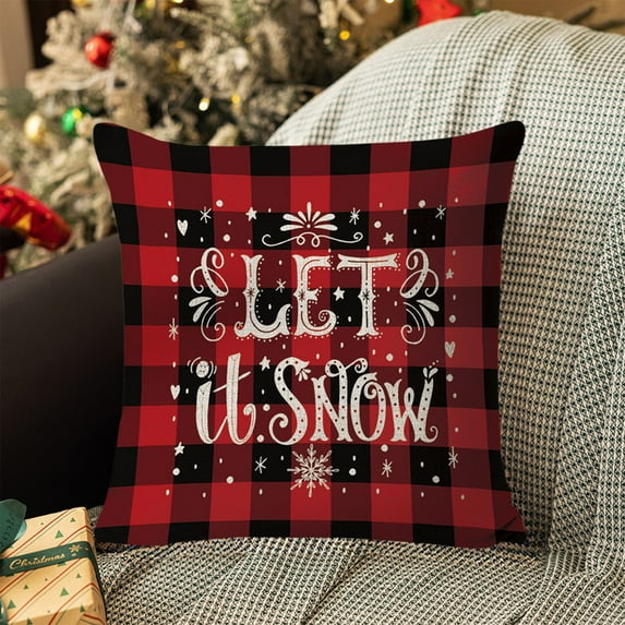 Festive Holiday Pillow Case Washable Decor, Reversible Living Room Accent Cover for Christmas Winter Decorations Home Accessory(F)