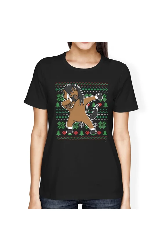 Festive Horse Dabbing Holiday Dance Fun Christmas Dab Pose Unisex T-Shirt up to size 5XL