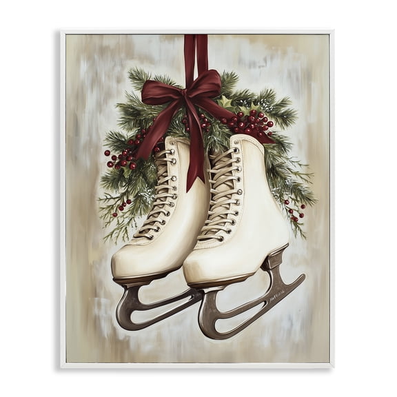 Stupell Industries Festive Ice Skates White Framed Giclee Art, design by Arlington Prints