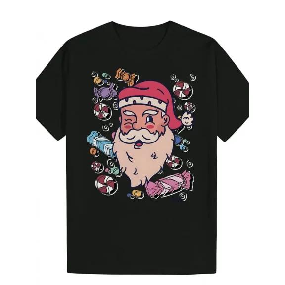 Festive Icon Claus Red Hat Christmas Holiday Graphic Unisex T-Shirt up to size 5XL