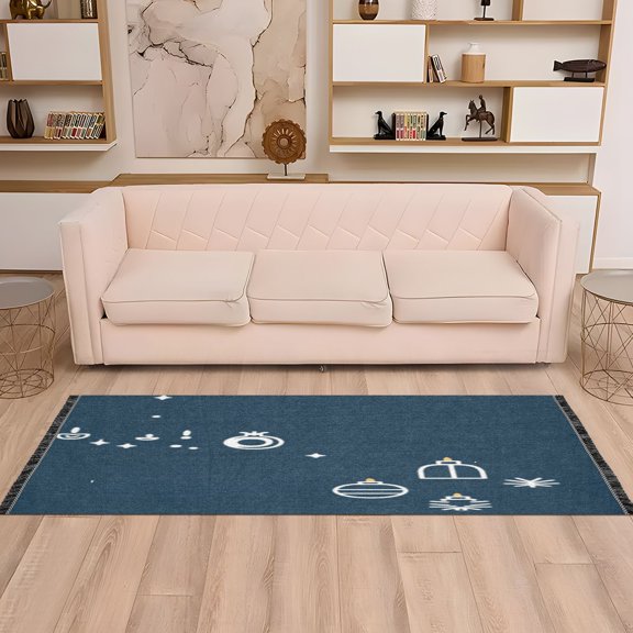 Festive Icons 72x23.5" Bedroom Runner Rug, Durable and Non-Slip for Hallways and Living Rooms